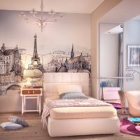 Thème français pour la décoration murale de la chambre