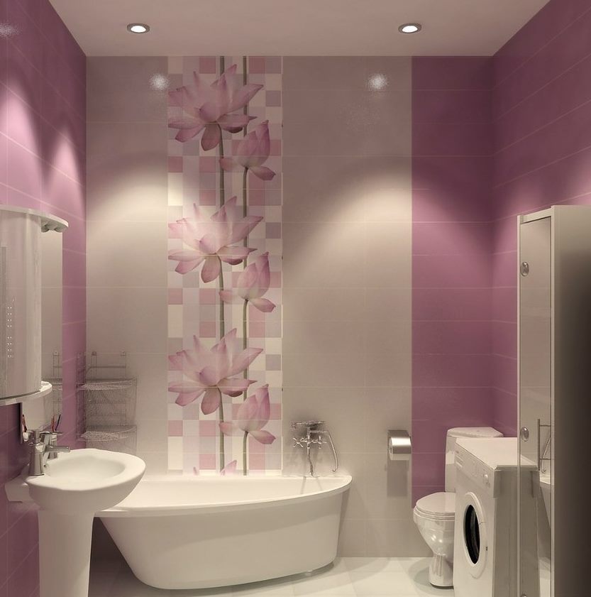 Panneau décoratif en carreaux de céramique à l'intérieur de la salle de bain