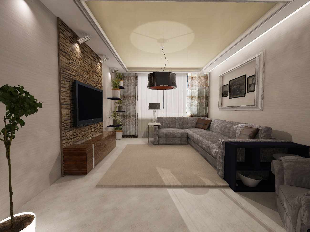 Exemple de chambre à coucher lumineuse du salon intérieur de 20 mètres