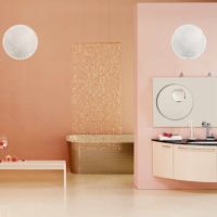 Exemple de combinaison de couleur pêche claire dans la conception d'une photo d'appartement