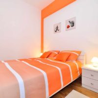 l'idée de combiner une couleur pêche inhabituelle dans la conception d'une photo d'appartement