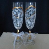 variante de decoración brillante del diseño de la imagen de gafas de boda