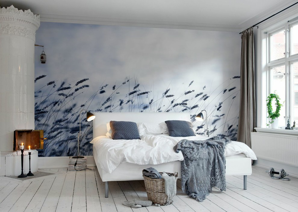 Nuances fraîches sur la peinture murale dans la conception de la chambre