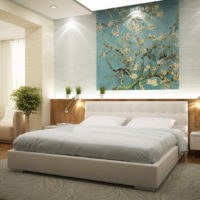 Chambre dans un style moderne avec des peintures murales