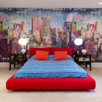 Peinture murale abstraite dans la chambre d'un jeune homme