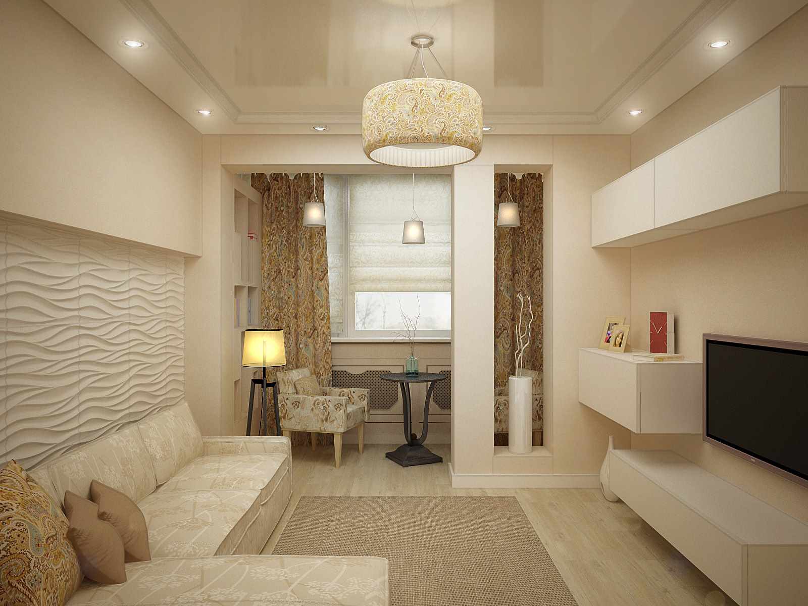 Un exemple d'un intérieur de chambre lumineuse de 20 mètres