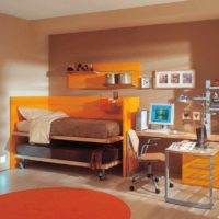 Exemple de combinaison de couleur pêche brillante dans le décor d’une photo d’appartement