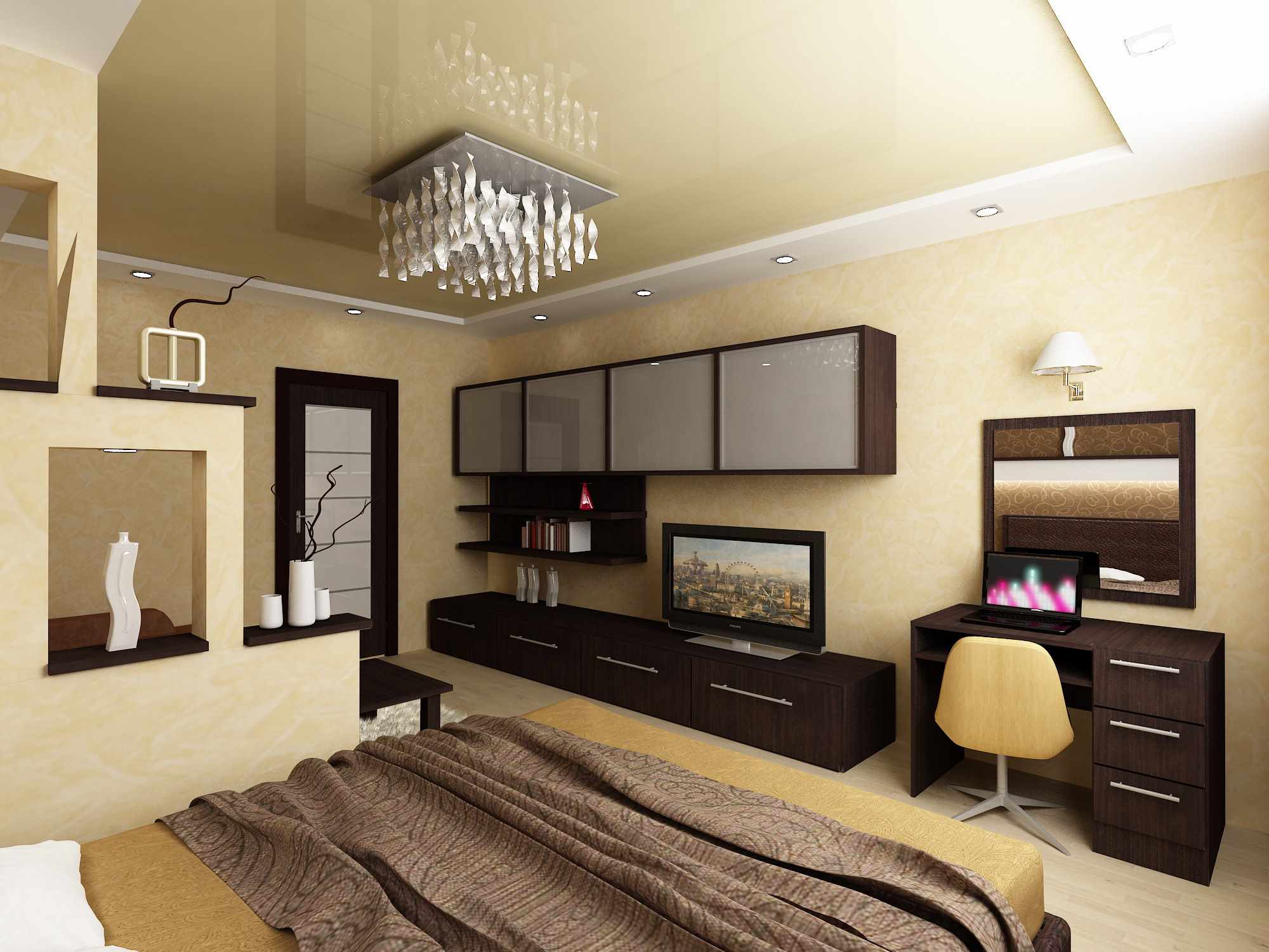 un exemple d'une belle conception de chambre à coucher de 20 mètres