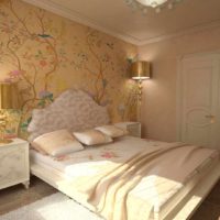 Un ejemplo de decoración inusual de la decoración de la pared en la imagen del dormitorio