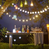 Lumières de jardin de bouteille en verre