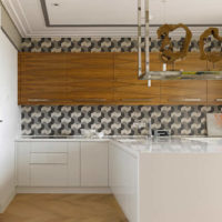 Papier peint abstrait dans la conception des murs de cuisine