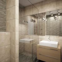 Douche et lavabo dans la salle de bain odnushka