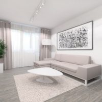 Peinture sur un canapé dans un appartement d'une pièce d'une maison moderne construite en panneaux
