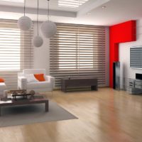 Acentos rojos en el diseño de la habitación.