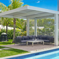 Gazebo de style moderne au bord de la piscine
