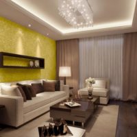 Éclairage de plafond dans la conception du salon