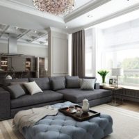 Plafond gaufré dans l'aménagement intérieur du salon