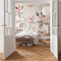 Papier peint photo avec des fleurs dans la conception de la chambre