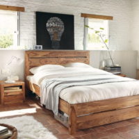 Lit en bois design de style chambre à coucher de pays