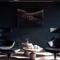 Chaises en cuir dans le salon des hommes