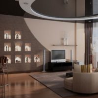 Plafond miroir dans le salon d'une maison privée