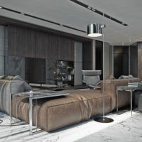 Mobilier en cuir dans le salon d’un homme seul