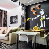 Papier peint photo avec dessin réaliste dans le salon