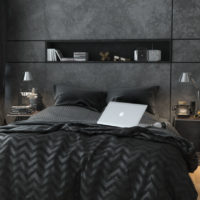 Nuances de gris foncé à l'intérieur de la chambre