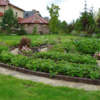 Jardin potager dans le paysage d'un chalet d'été