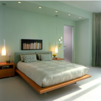 Intérieur de chambre confortable aux couleurs menthe