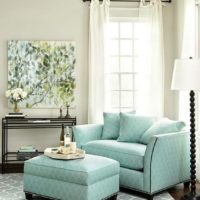 Mobilier rembourré à la menthe à l'intérieur du salon