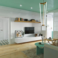 Plafond menthe poivrée et parquet
