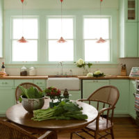 Cuisine moderne avec un ensemble de menthe