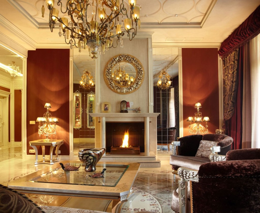 Chimenea de salón de estilo clásico