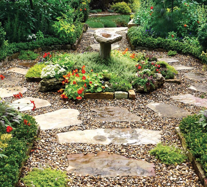 Allée de jardin en pierre remblayée avec du gravier fin