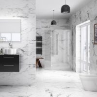 Marbre gris et blanc dans la salle de bain