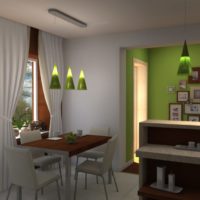 Couleurs vertes et grises à l'intérieur de la cuisine
