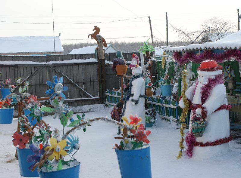 Belle conception d'une cour privée en hiver