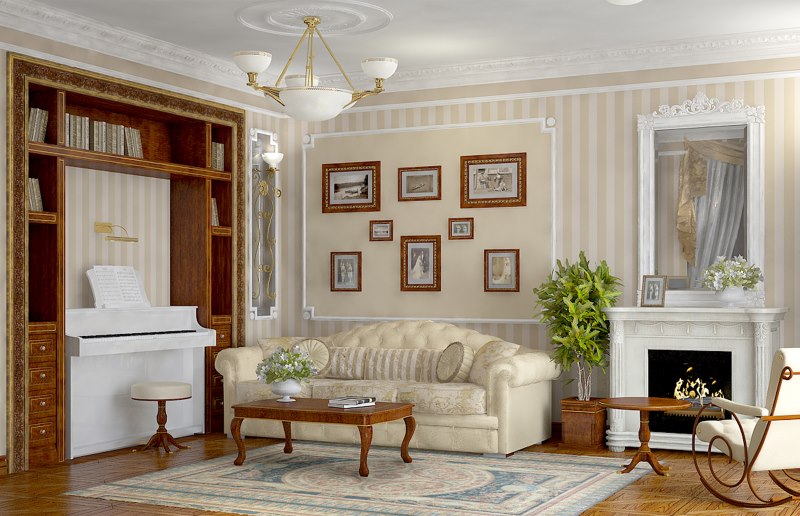 Intérieur d'un salon d'une maison moderne à l'anglaise