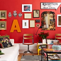 Decoración de pared roja de bricolaje