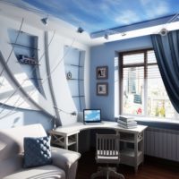 Décorations volumétriques dans une salle de style marin