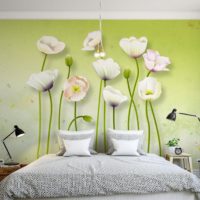 Hermoso fondo de pantalla con flores sobre la cama de los cónyuges