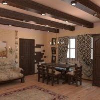 Poutres en bois dans la salle de relaxation dans le bain