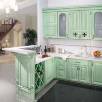 Set de cuisine avec façades à la menthe