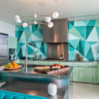 Cuisine Art Nouveau aux couleurs menthe