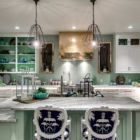 Belle cuisine de couleur menthe