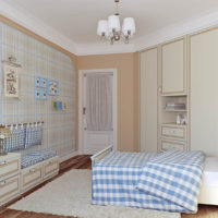 L'intérieur de la chambre des enfants dans des couleurs crème