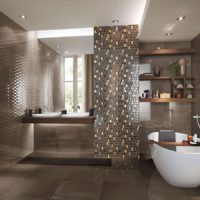 Mosaïque de verre nous = mur de la salle de bain