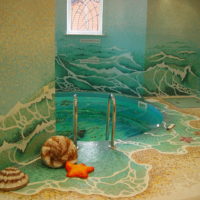 Belle finition dans la salle de bain en mosaïque