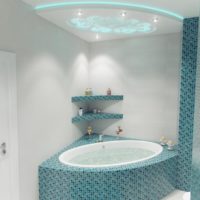 Baignoire d'angle avec doublure en mosaïque